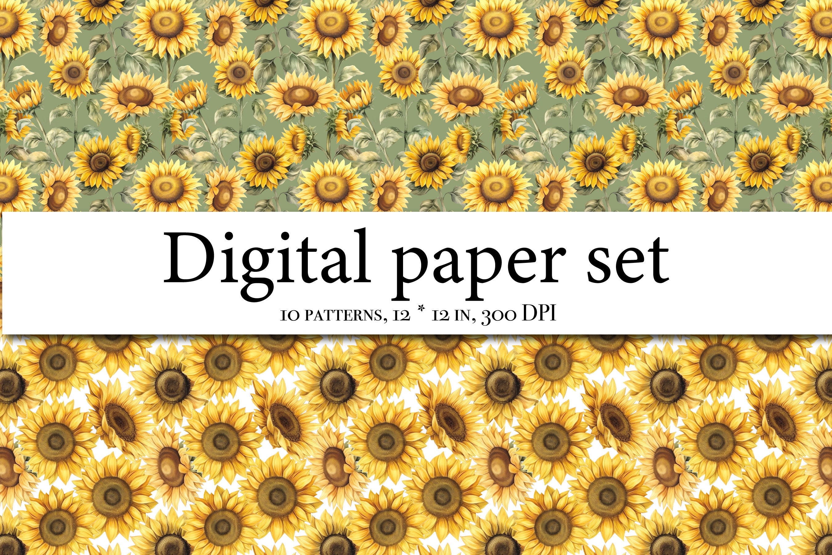 Boho Sunflower Digital Paper, Sunflower Seamless Pattern for Fabric ...