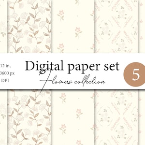 Elegante set di carta digitale floreale, carta per album di ritagli boho, sfondi boho, carta digitale per uso commerciale, motivi boho, boho carino