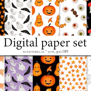 Halloween nahtloses Papier - Digital scrapbooking Halloween - Scrapbook-Papier - Nahtloses Muster - Süßes Designer-Papier - Halloween-Einladungen