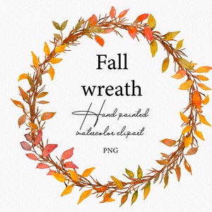Fall Leaves Clipart Watercolor Fall Wreath Clip Art Autumn Leaves ...