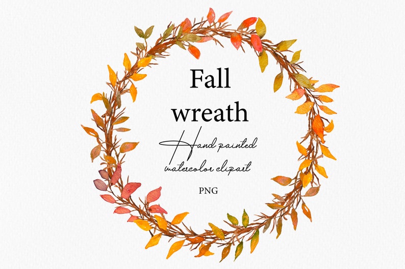 Fall Leaves Clipart Watercolor Fall Wreath Clip Art Autumn Leaves ...