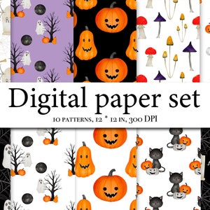 Halloween nahtloses Papier - Digital scrapbooking Halloween - Scrapbook-Papier - Nahtloses Muster - Süßes Designer-Papier - Halloween-Einladungen
