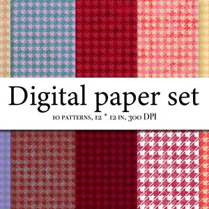Houndstooth Digital Paper - Seamless Patterns - Printable Scrapbook Paper - Fabric Houndstooth - Digital Houndstooth Pattern