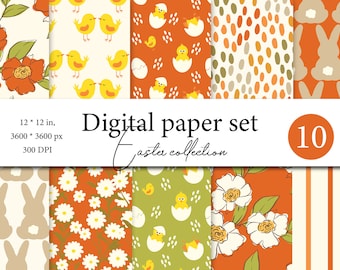 Easter seamless pattern - Watercolor paper Easter - Digital paper - Happy Easter -  Bunny Pattern Carrot Background
