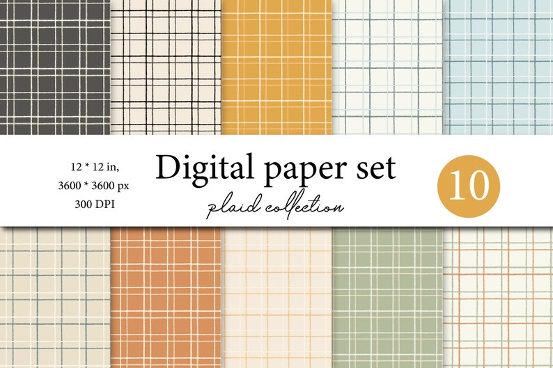 Earth Tone Plaid Digital Paper Pack - Digital Tartan Plaid Paper ...