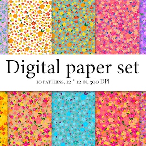 Muster Clipart mit Blumen Digital Papier- Blumen Musterdesign- Floral Prints -Blumen Hintergrund - Frühling - Floral Digital Papier