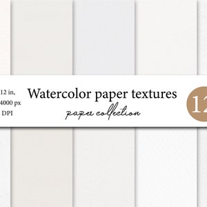 Watercolor Digital Papers - Watercolour Paper Textures - Paper Digital Backdrop - White Paper Texture - Digital Scrapbook Paper Clipart