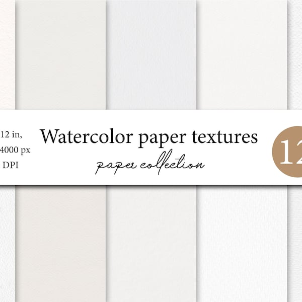 Watercolor Digital Papers - Watercolour Paper Textures - Paper Digital Backdrop - White Paper Texture - Digital Scrapbook Paper Clipart