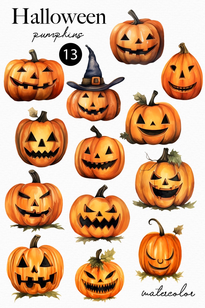 Watercolor Pumpkin Clipart - Autumn Pumpkin Png - Fall Pumpkin Png ...