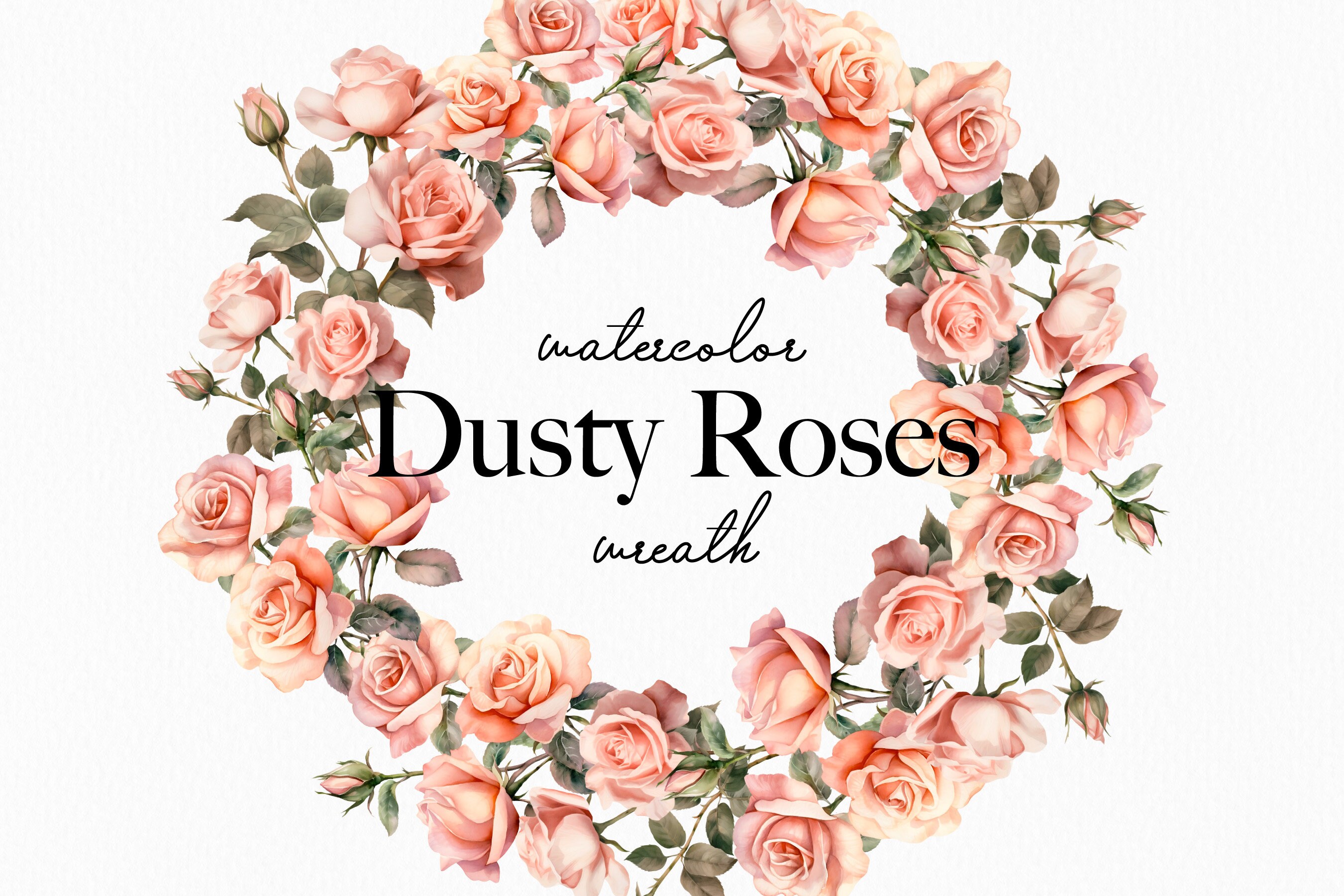 Watercolor Rose Wreath Clipart, Boho Floral Borders Png, Pink Floral ...