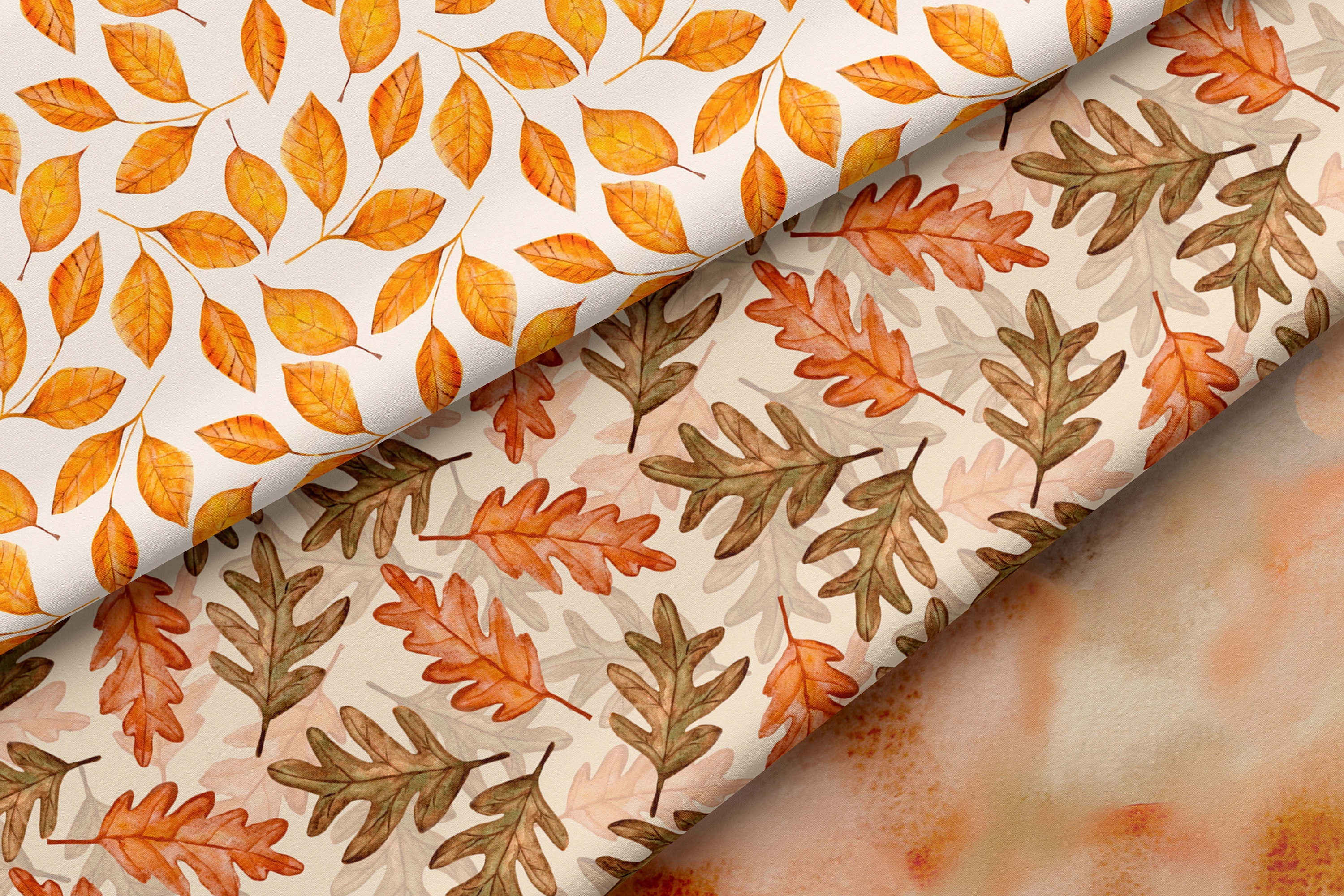 Watercolor Fall Leaves Digital Paper Autumn Pattern Rustic Watercolor ...
