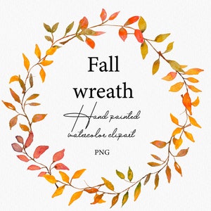 Fall Leaves Clipart Watercolor Fall Wreath Clip Art Autumn Leaves ...