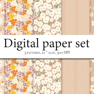 Patroon clipart met bloemen digitaal papier - bloemen naadloos patroon - bloemenprints - bloemen achtergrond - lente - bloemen digitaal papier