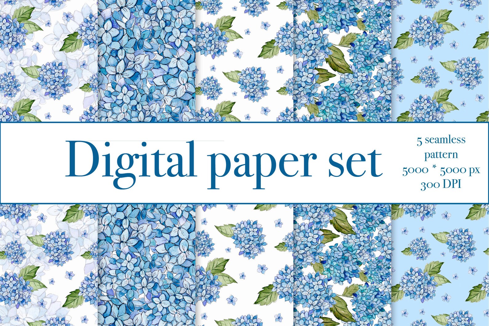 Watercolor Digital Paper Pack Hydrangea Scrapbook Hydrangea - Etsy