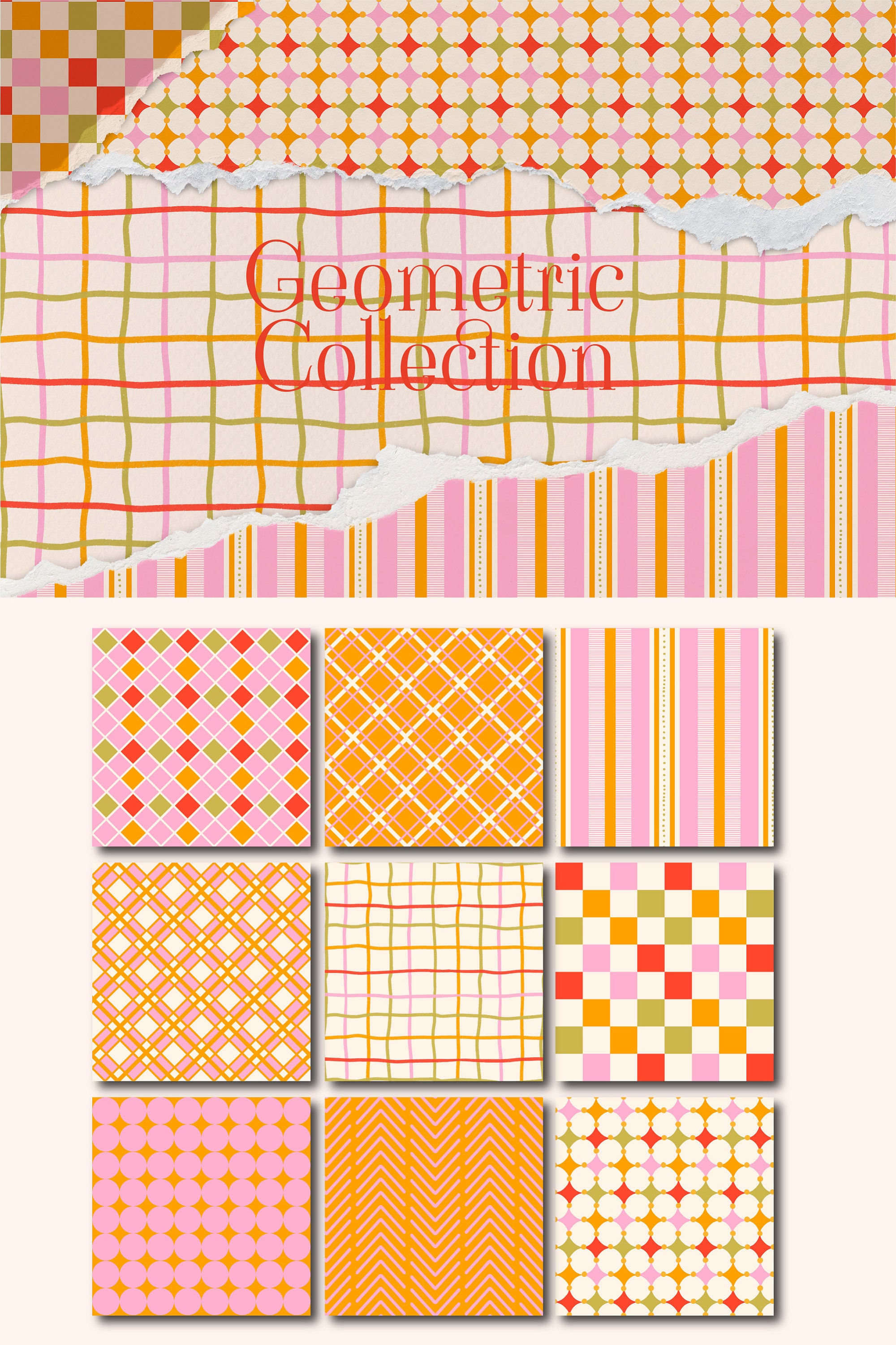 Abstract Digital Paper, Modern Brush Strokes Paper Pack, Trendy ...