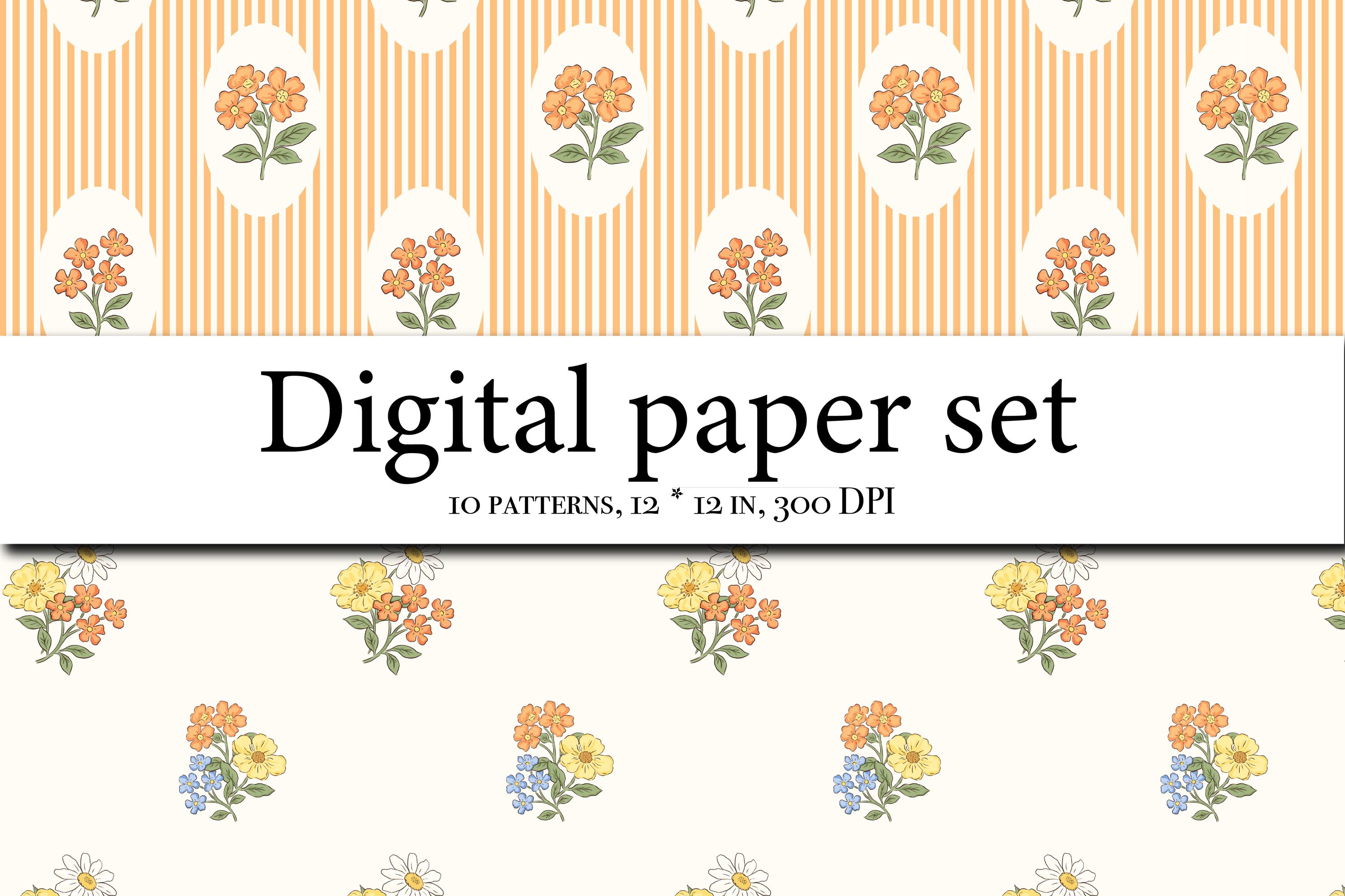 10 Seamless Floral Patterns Bundle, Vintage Spring Flowers Digital ...