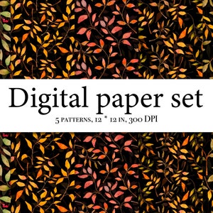 Aquarell Herbst Blätter digitales Papier - Herbst Muster - rustikal - Aquarell Blätter Herbst Clipart Thanksgiving Halloween - Ahorn- Eiche