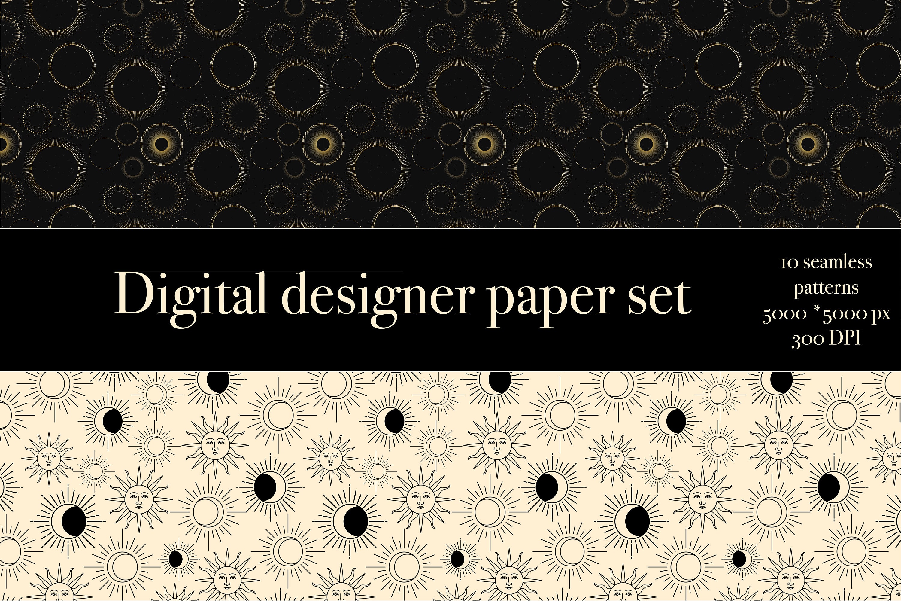 Digital Paper Celestial - Scrapbook Papers - Seamless Patterns ...