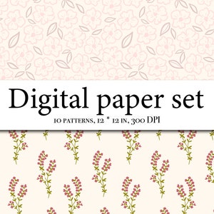 10 Flowers Seamless Digital Papers, Flowers Scrapbook Paper, Boho ...