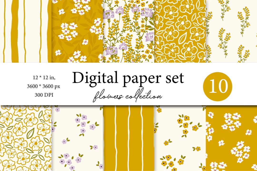 10 Flowers Seamless Digital Papers, Flowers Scrapbook Paper, Boho ...