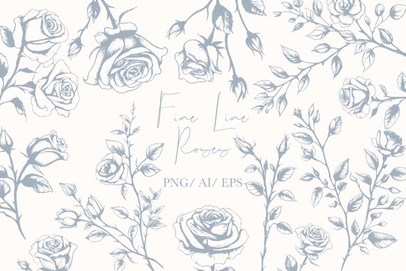 Wedding Roses Bouquets Png Eps Svg Line art vintage clipart, blue roses, digital Roses PNG Celebration Bouquet, Invitation Design
