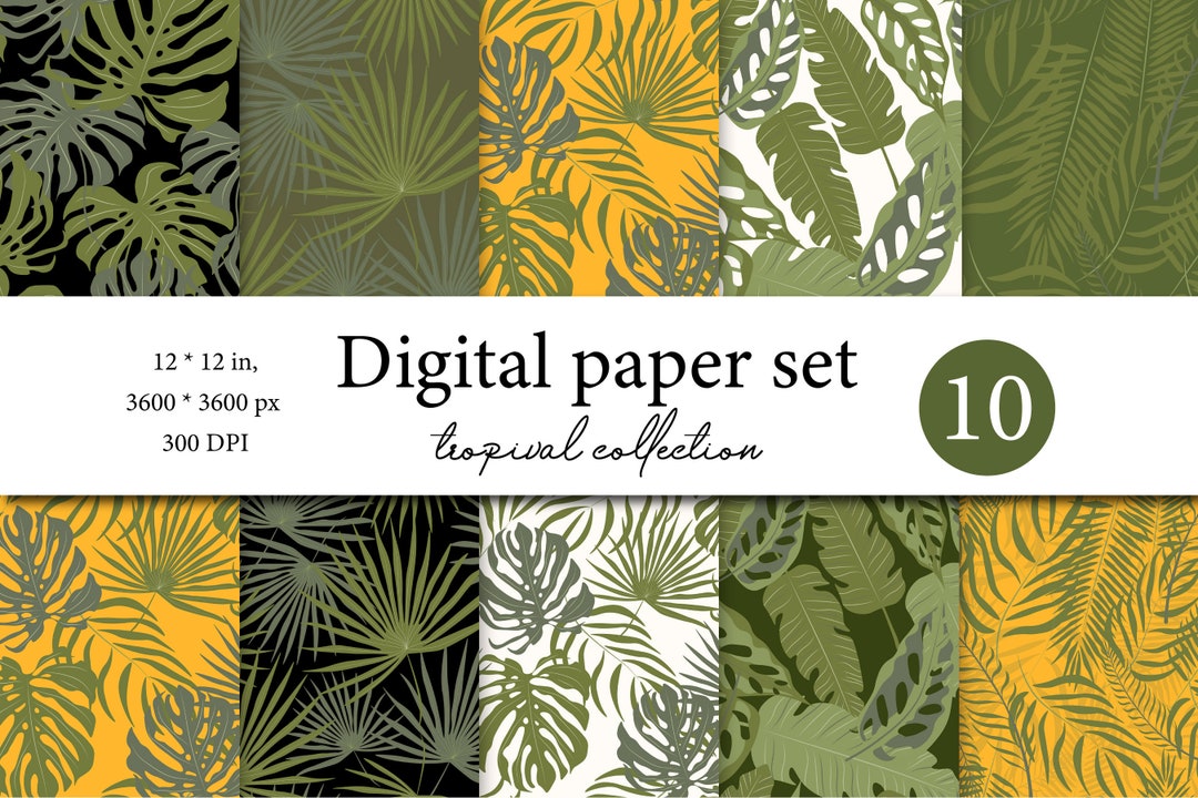 Bright Tropical Digital Paper Pack - Tropic Seamless Pattern With ...