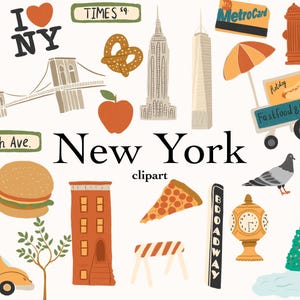 New York Clipart,  New York Clipart Prints, New York Theme Printable Downloads,  New York Patterns DIY Scrapbook Paper