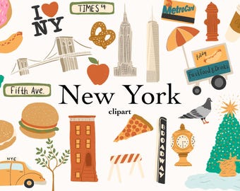 New York Clipart,  New York Clipart Prints, New York Theme Printable Downloads,  New York Patterns DIY Scrapbook Paper
