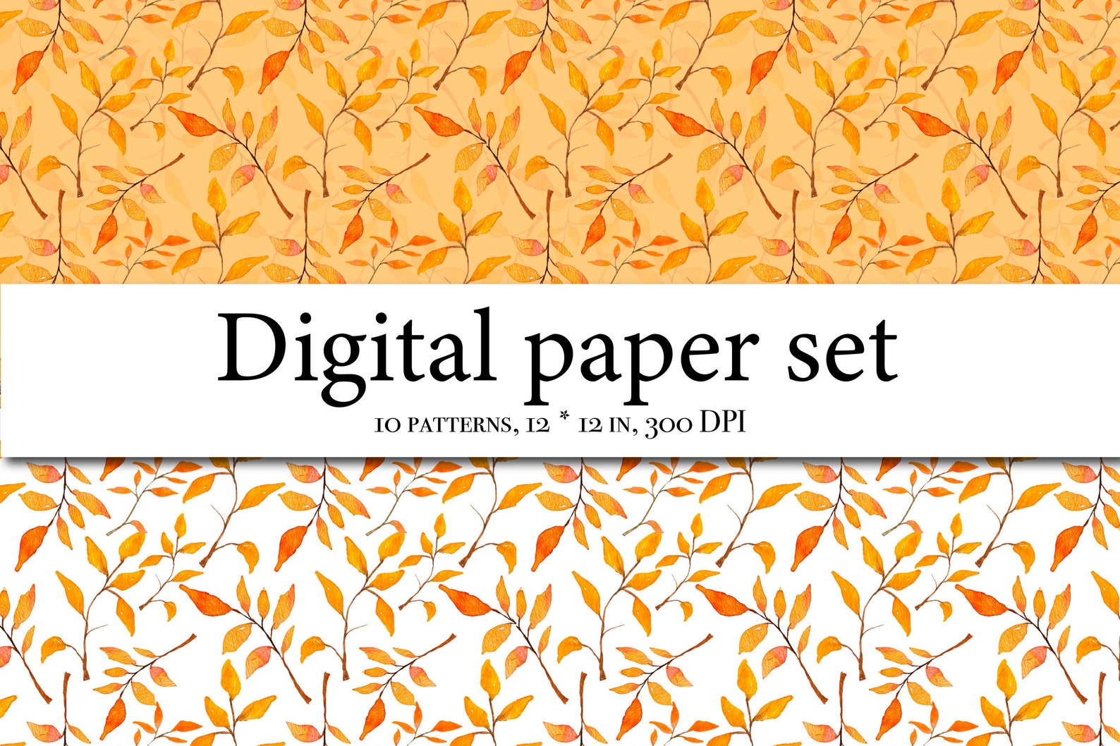 Watercolor Fall Leaves Digital Paper Autumn Pattern Rustic - Etsy