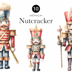 Clipart de quebra-nozes em aquarela para cartões de Natal vintage, gráfico de quebra-nozes em aquarela PNG