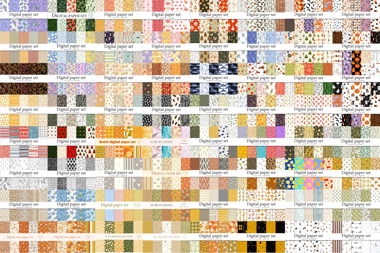Digital Paper Bundle - Seamless Patterns - Printable Scrapbook ...