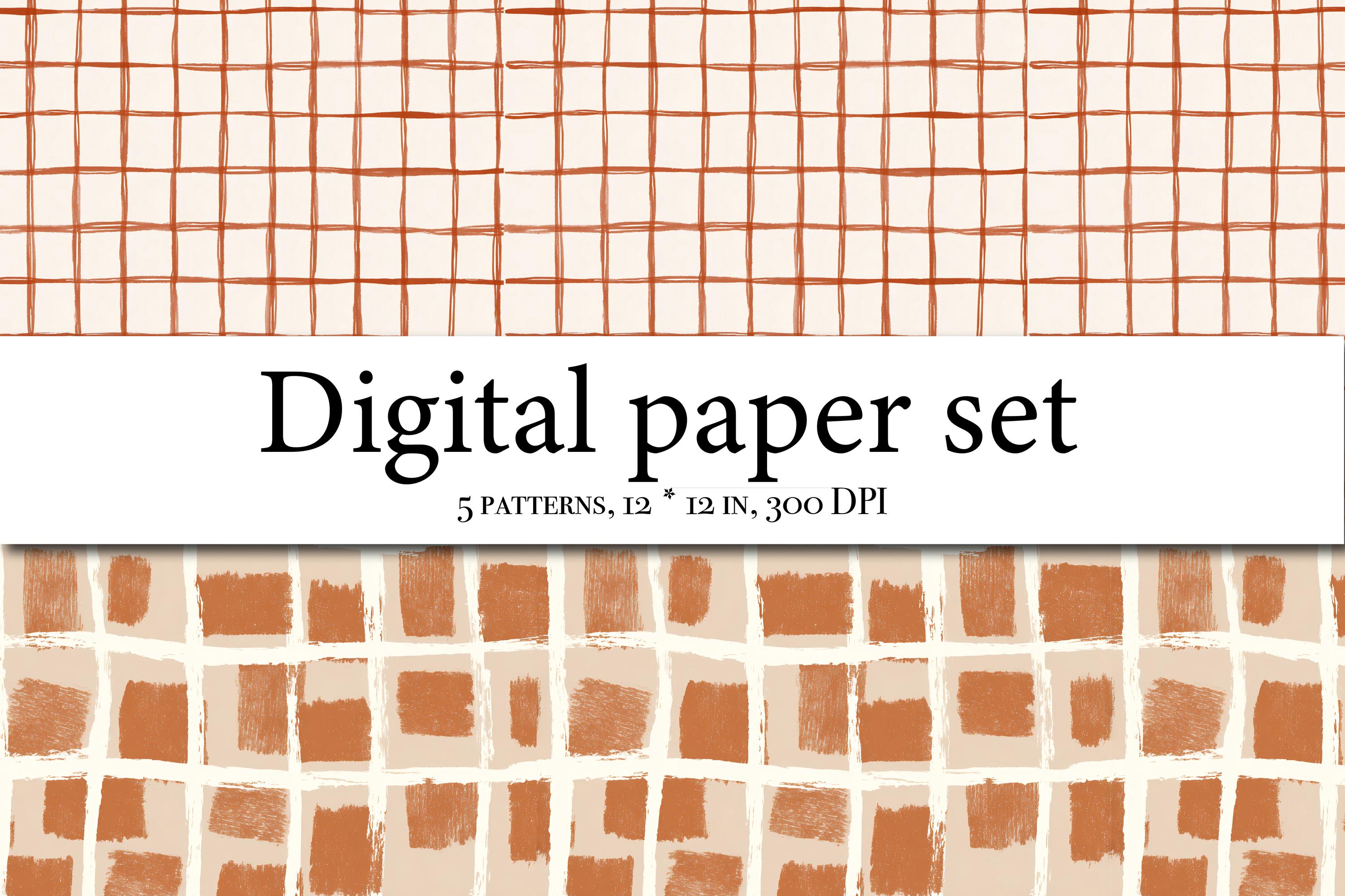 10 Seamless Grid Patterns, Hand Drawn Check Textures, Modern Minimalist ...