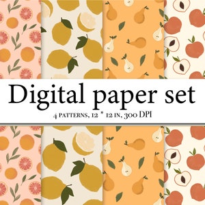 Patronen clipart met fruit- Assortiment fruit - Digital paper pack -Scrapbook papier - Stof - Fruit achtergrond - Fruit scrapbook papier