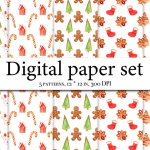 Watercolor Christmas Gift Digital Paper - Winter Holiday Paper - Gift Crafting - Watercolor Xmas Gift - PNG Digital Download Gift - Pattern