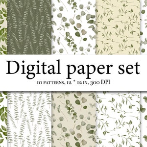 Eukalyptus Papier - Grünes Papier - Grüne Laubblätter - Grüne Cliparts - Moderne Blumeneinladungskarte