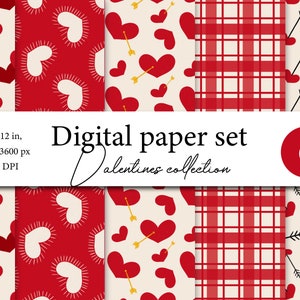 Valentinstag Digital Scrapbooking, 10 Valentinstag Herzen Nahtlose Digital Papiere, Herz Hintergründe, Valentinstag Digital Papier