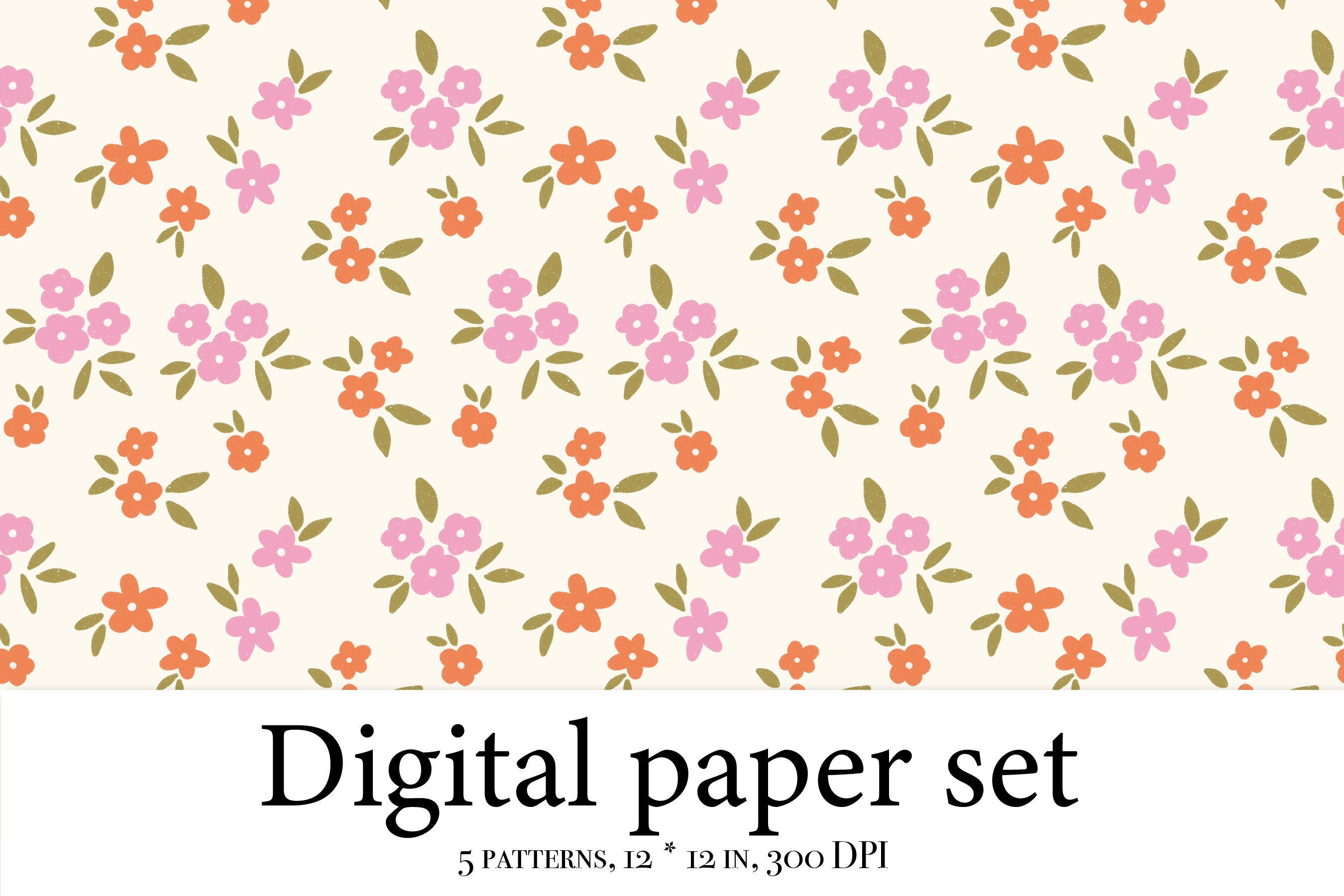 Pattern Clipart With Flowers Digital Paper- Flowers Seamless Pattern ...
