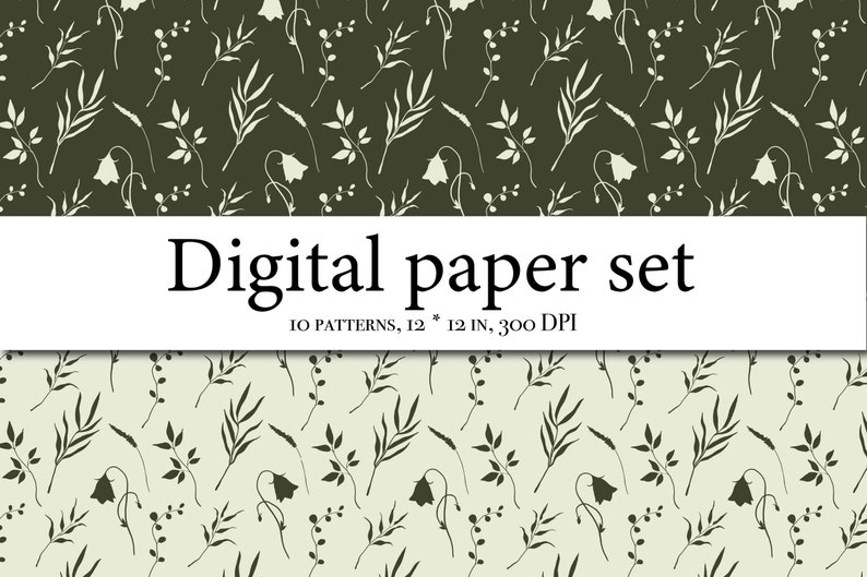 Greenery Leaves, Floral Digital Paper, Fern Seamless Pattern, Foliage ...