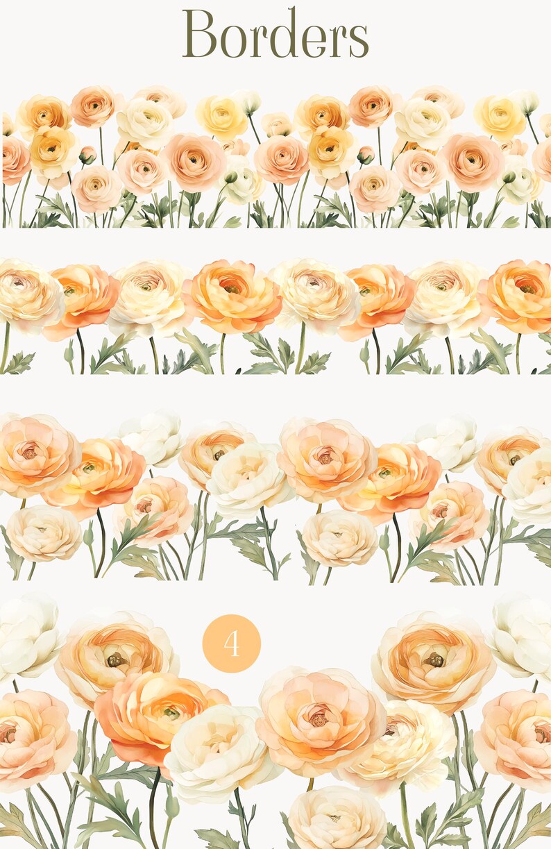 Ranunculus Blossom Watercolor Clipart – Elegant Floral Digital ...