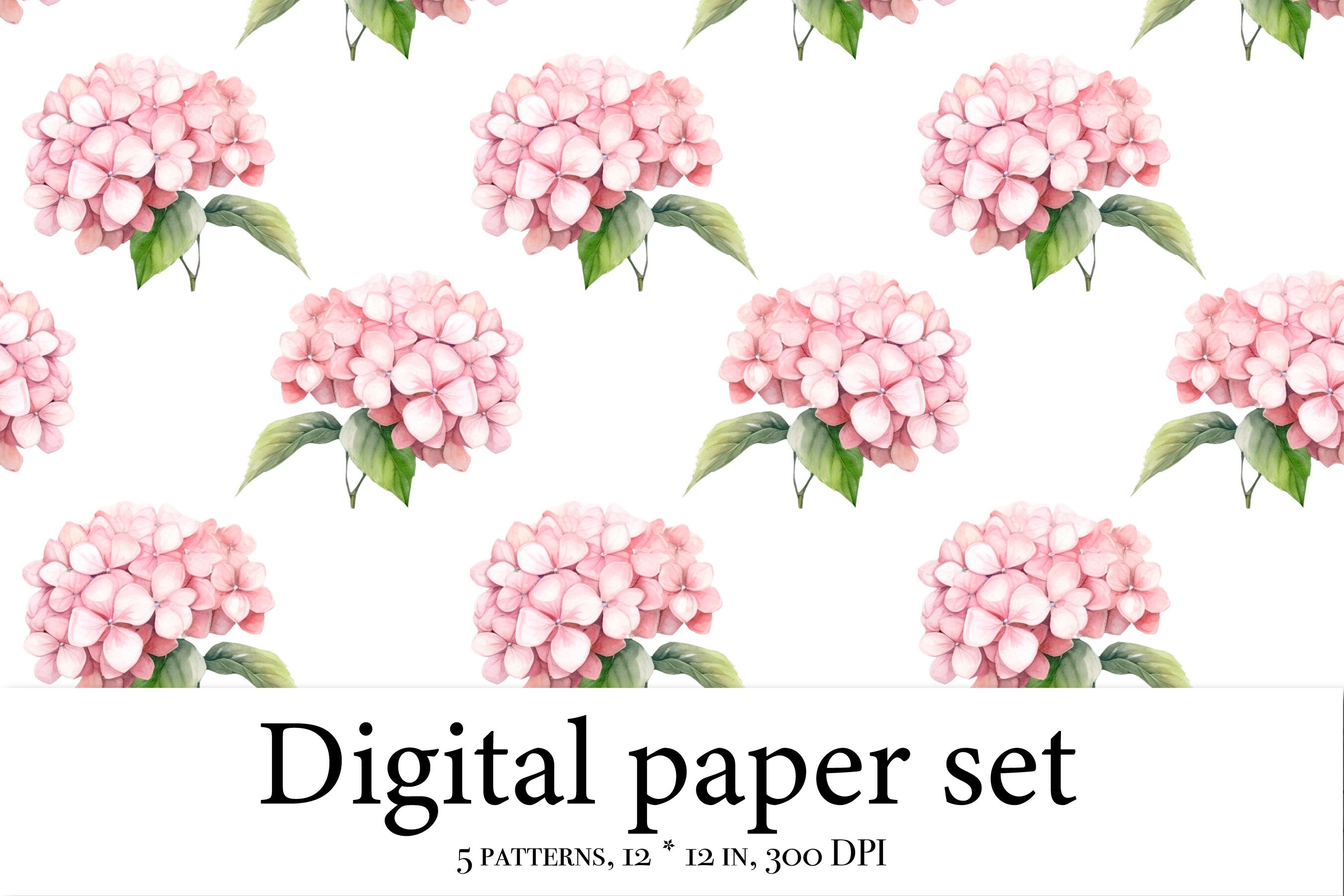 Watercolor Pink Digital Paper Pack, Hydrangea Scrapbook, Hydrangea ...