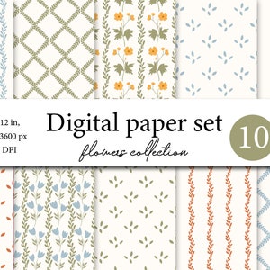 10 nahtlose digitale Boho-Papiere, Boho-Scrapbook-Papier, Boho-Hintergründe, digitales Papier für kommerzielle Nutzung, Boho-Muster, süßes Boho