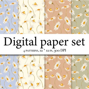 Watercolor flower - White flower - Chamomile pattern - Daisy clipart - Watercolor Wedding clipart - Watercolor Daisy - Chamomile background