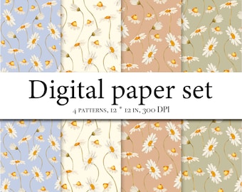 Watercolor flower - White flower - Chamomile pattern - Daisy clipart - Watercolor Wedding clipart - Watercolor Daisy - Chamomile background