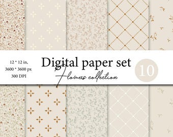 10 carte digitali senza soluzione di continuità Boho, carta per album Boho, sfondi Boho, carta digitale per uso commerciale, motivi Boho, boho carino