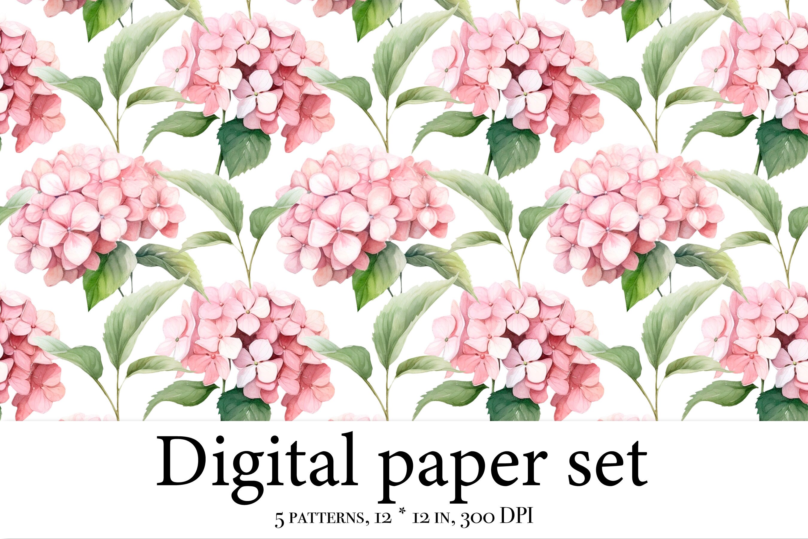 Watercolor Pink Digital Paper Pack, Hydrangea Scrapbook, Hydrangea ...