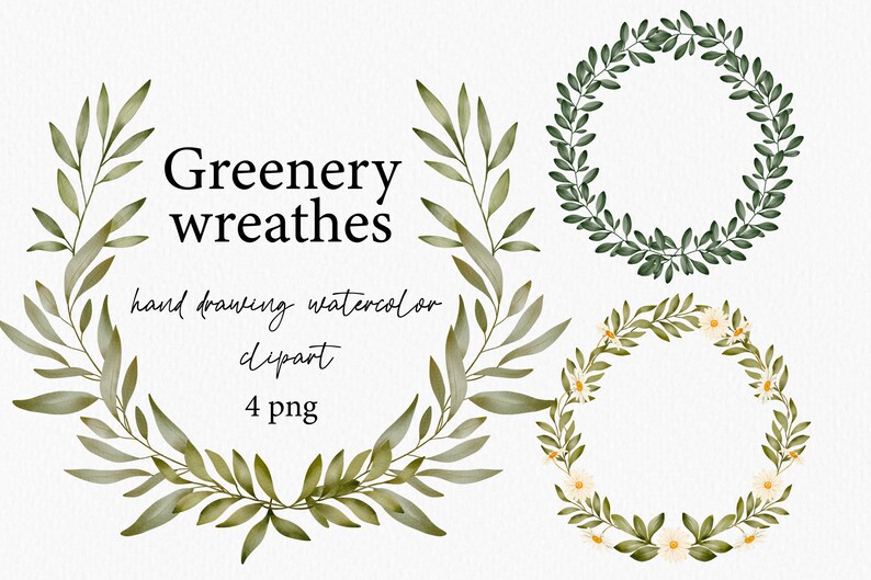 Greenery Leaves Clipart Watercolor Summer Wreath Clip Art Leaves ...