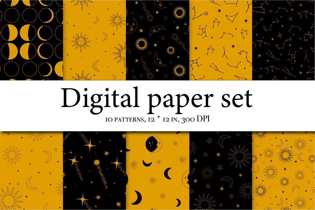 Digital Paper - Scrapbook Papers -celestial Galaxy Zodiac Star Seamless ...