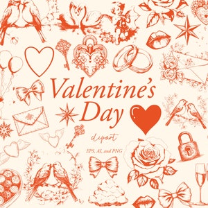 Clipart de Dia dos Namorados - Clipart de Coração Valentine PNG - Clipart de Cupido - Clipart de Amor - Clipart de Coração