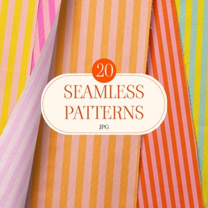 Lebhaftes gestreiftes nahtloses Digital-Papier - 20 bunte JPG-Muster für Scrapbooking, Sublimation & Design
