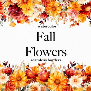 Aquarell Herbst nahtlose Border - Herbst Clipart - Herbst Blumensträuße Clipart png - Aquarell Herbst Blumensträuße - Blumen Clipart